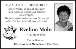 Traueranzeige Eveline Mohr