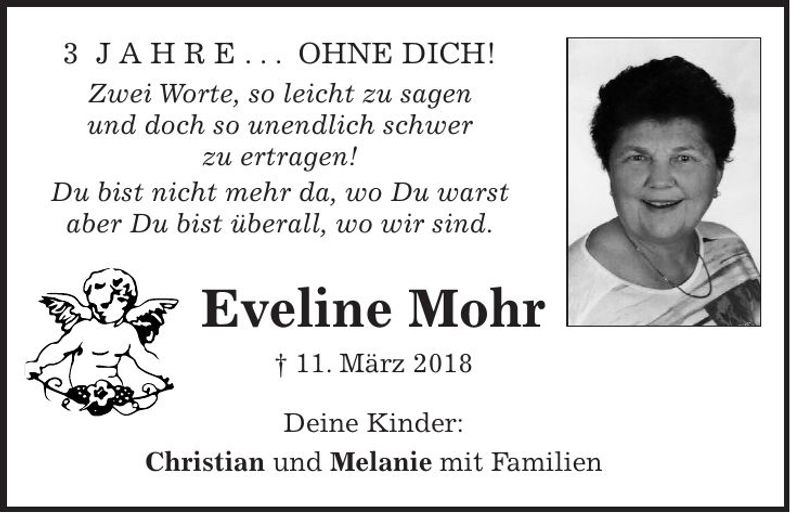 Traueranzeige Eveline Mohr