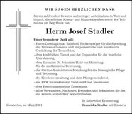 Traueranzeige Josef Stadler