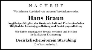 Traueranzeige Hans Braun