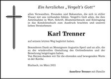 Traueranzeige Karl Trenner
