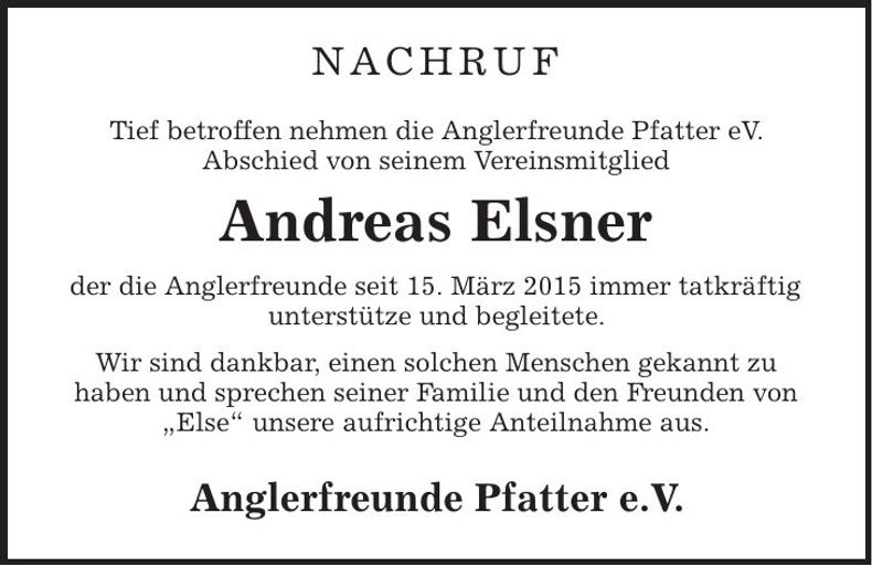 Traueranzeige Andreas Elsner