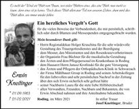 Traueranzeige Erwin Kneitinger