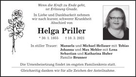 Traueranzeige Helga Priller