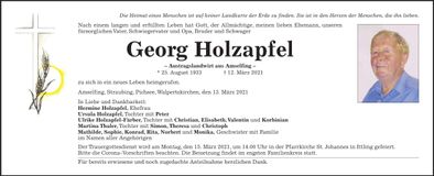 Traueranzeige Georg Holzapfel