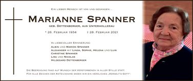 Traueranzeige Marianne Spanner