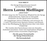 Traueranzeige Lorenz Mießlinger