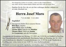 Traueranzeige Josef Moro
