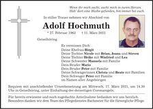 Traueranzeige Adolf Hochmut