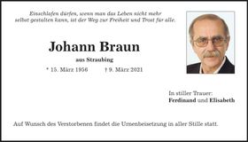 Traueranzeige Johann Braun