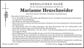 Traueranzeige Marianne Heuschneider
