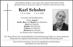 Traueranzeige Karl Schober