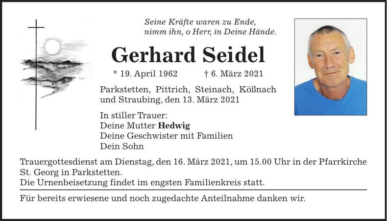 Traueranzeige Gerhard Seidel