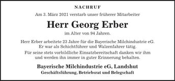 Traueranzeige Georg Erber