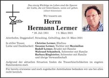 Traueranzeige Hermann Lermer