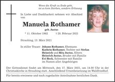 Traueranzeige Manuela Rothamer