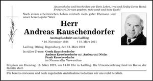 Traueranzeige Andreas Rauschendorfer