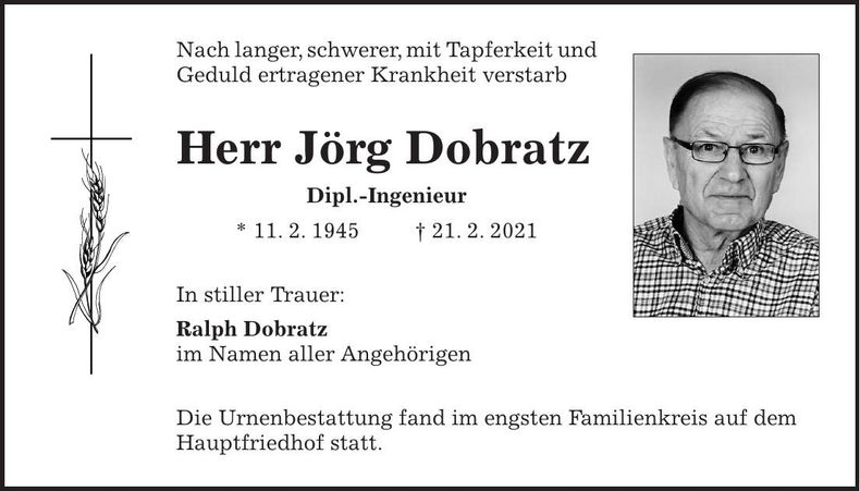Traueranzeige Jörg Dobratz
