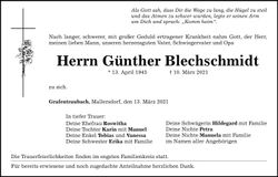 Traueranzeige Günther Blechschmidt
