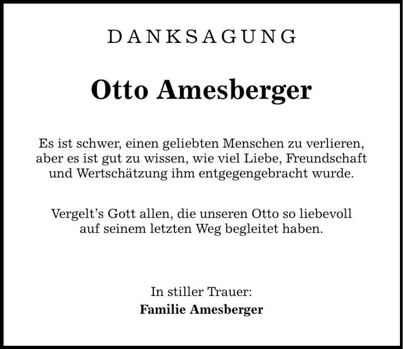 Traueranzeige Otto Amesberger
