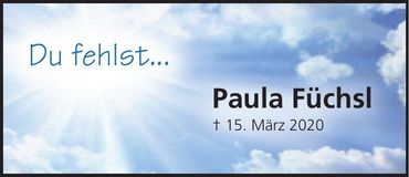 Traueranzeige Paula Füchsl