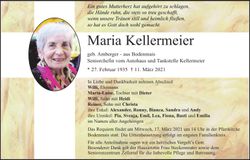Traueranzeige Maria Kellermeier
