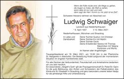 Traueranzeige Ludwig Schwaiger