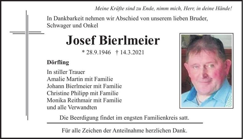 Traueranzeige Josef Bierlmeier