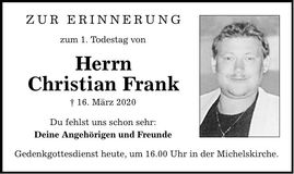 Traueranzeige Christian Frank