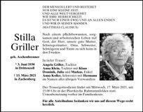 Traueranzeige Stilla Griller