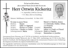 Traueranzeige Ortwin Kickeritz