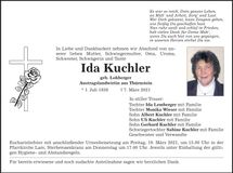 Traueranzeige Ida Kuchler