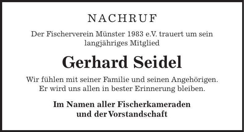 Traueranzeige Gerhard Seidel