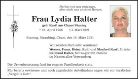Traueranzeige Lydia Halter