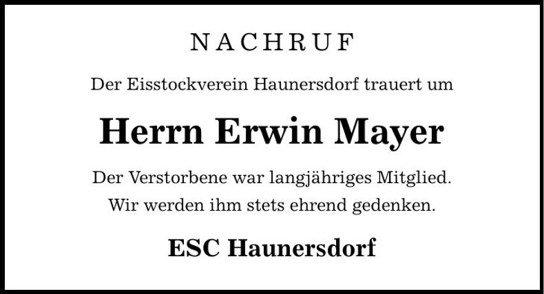 Traueranzeige Erwin Mayer