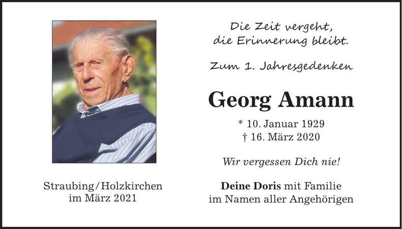 Traueranzeige Georg Amann