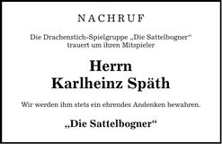 Traueranzeige Karlheinz Späth