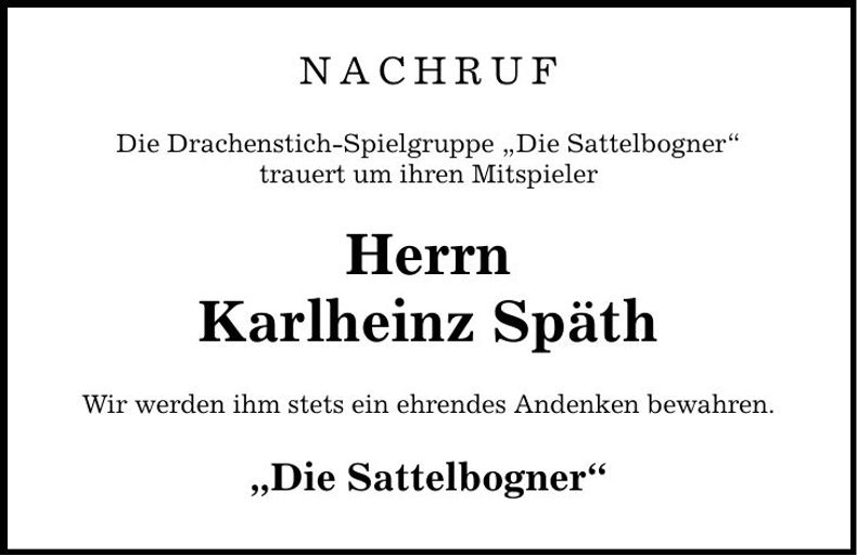 Traueranzeige Karlheinz Späth