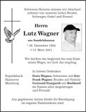 Traueranzeige Lutz Wagner