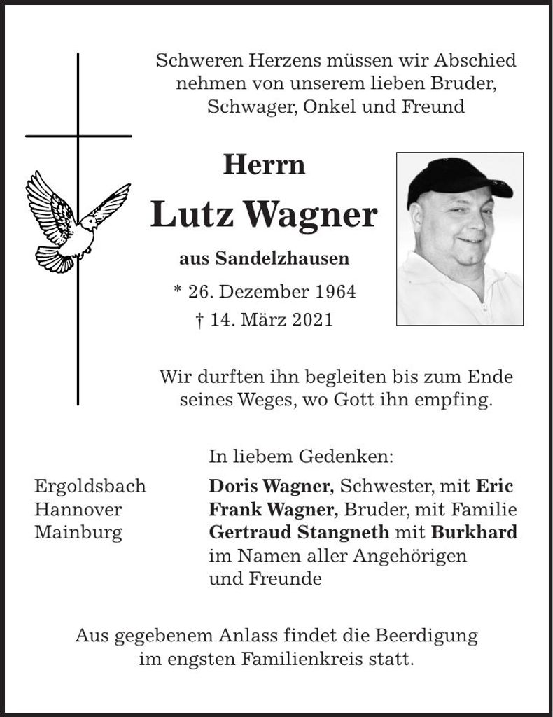 Traueranzeige Lutz Wagner