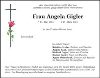 Traueranzeige Angela Gigler