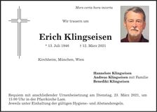 Traueranzeige Erich Klingseisen