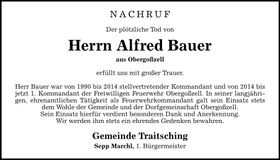 Traueranzeige Alfred Bauer