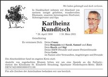 Traueranzeige Karlheinz Kunditsch