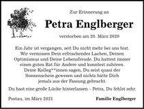 Traueranzeige Petra Englberger