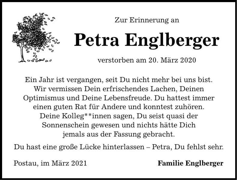 Traueranzeige Petra Englberger