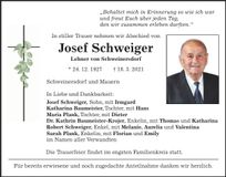 Traueranzeige Josef Schweiger