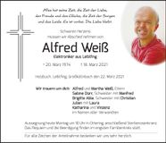 Traueranzeige Alfred Weiß