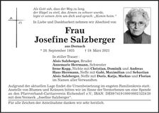 Traueranzeige Josefine Salberger