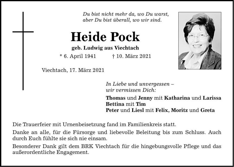 Traueranzeige Pock Heide